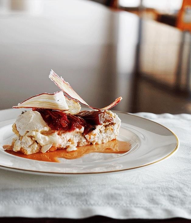 Pepperberry and Rhubarb Pavlova