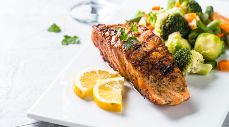 Teriyaki Salmon with mixed greens