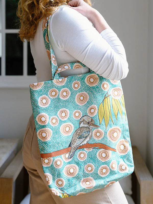 Aboriginal Kookaburra Double Handled Tote Bag