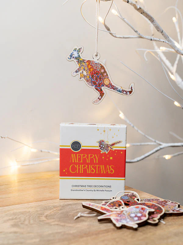 Aboriginal Grandmothers Country 4Pack Christmas Animal Decorations