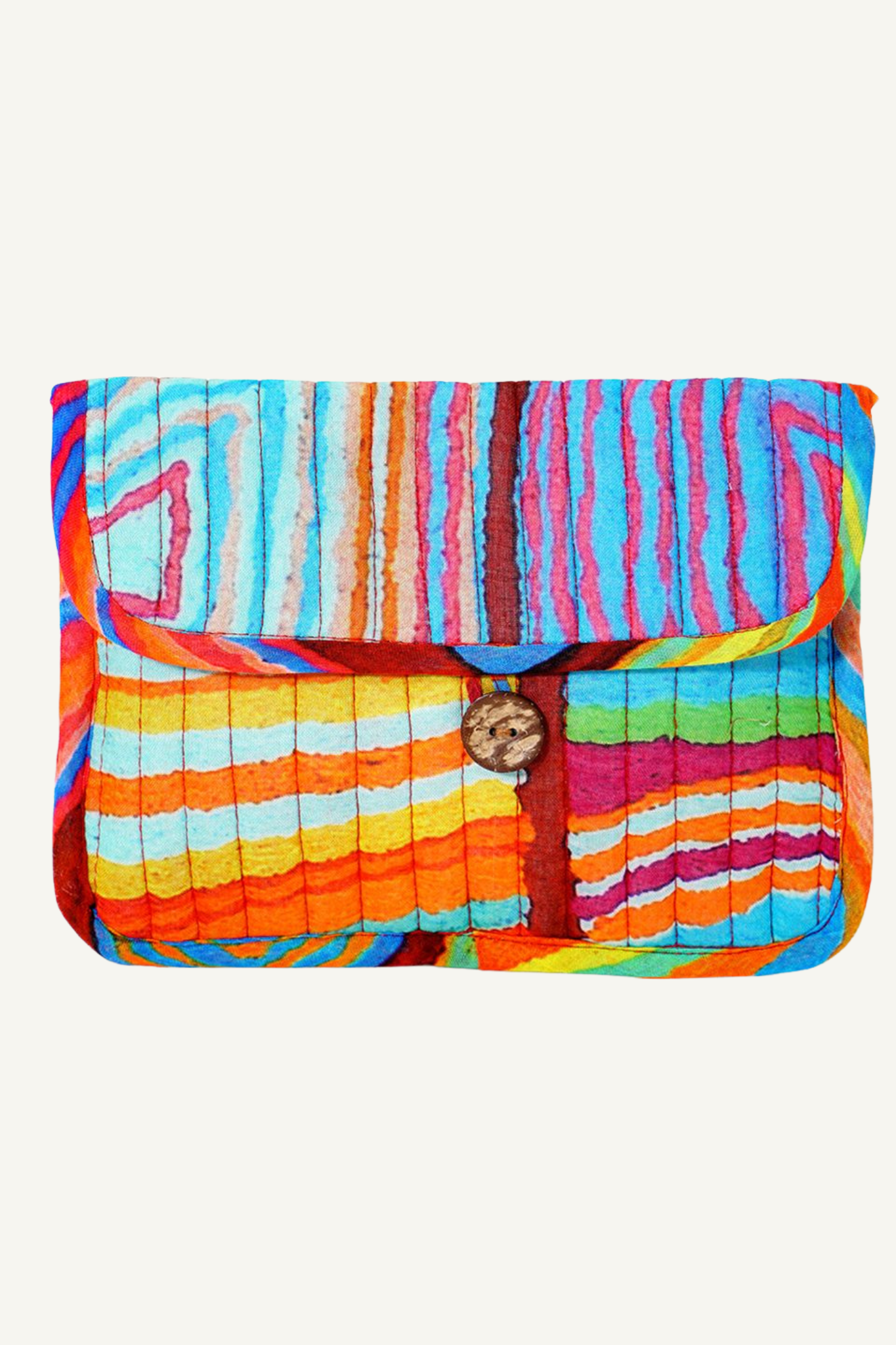 Quilted Buttoned Pouch - Judy Watson