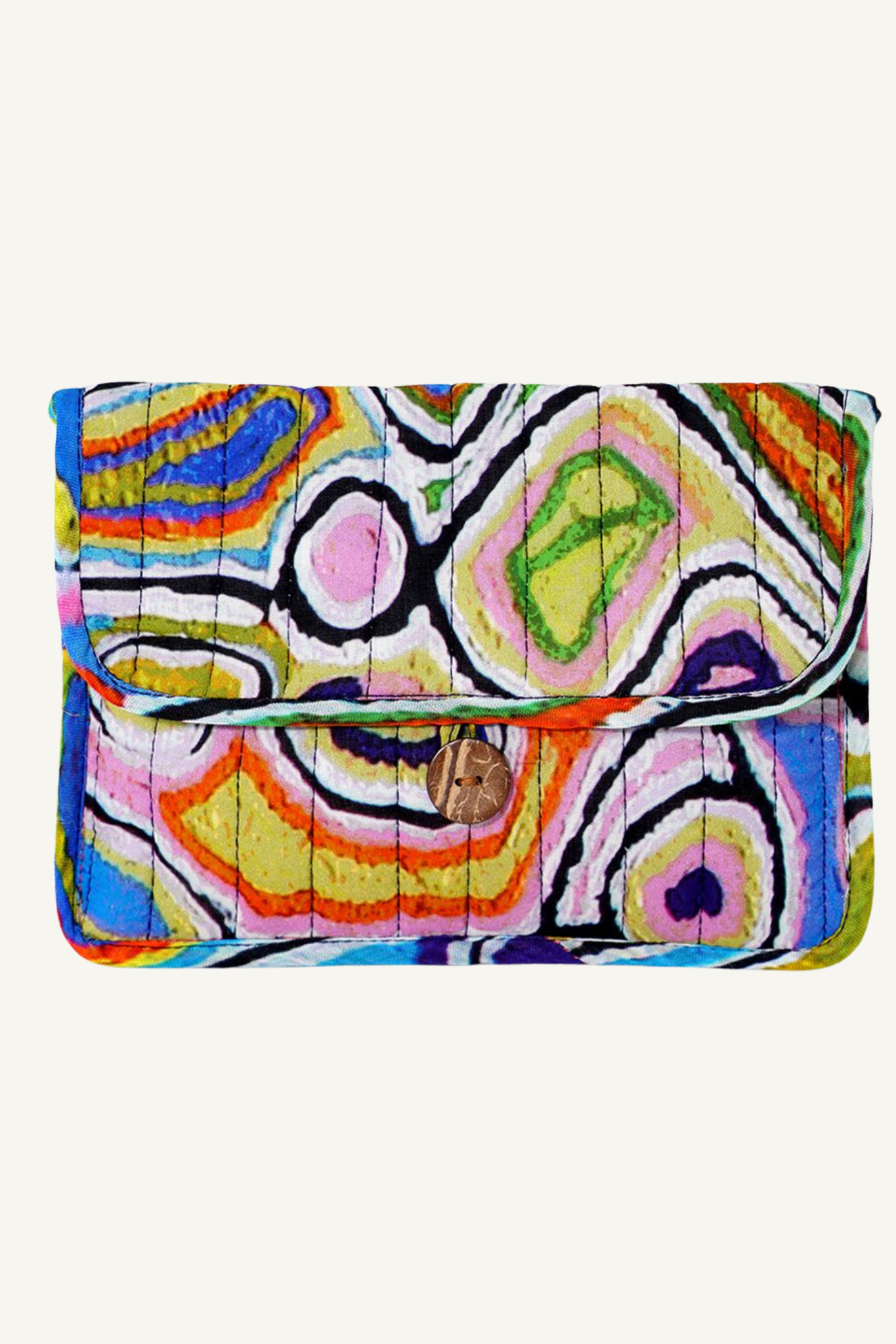 Quilted Buttoned Pouch - Judy Watson #2