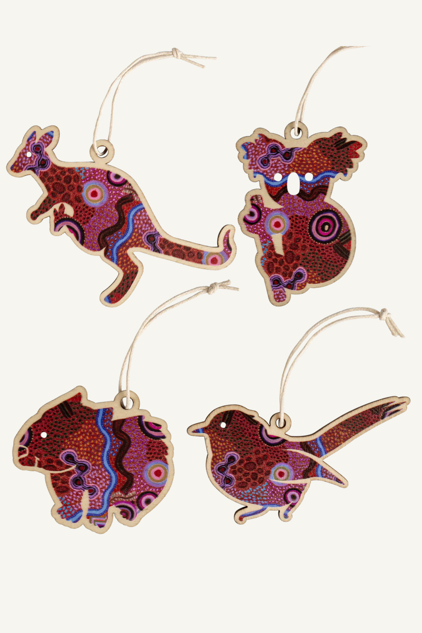 Aboriginal Our Country 4 Pack Christmas Decorations