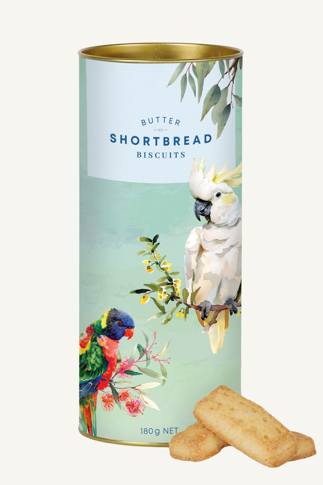 Shortbread Tube - Aussie Birds Cockatoo