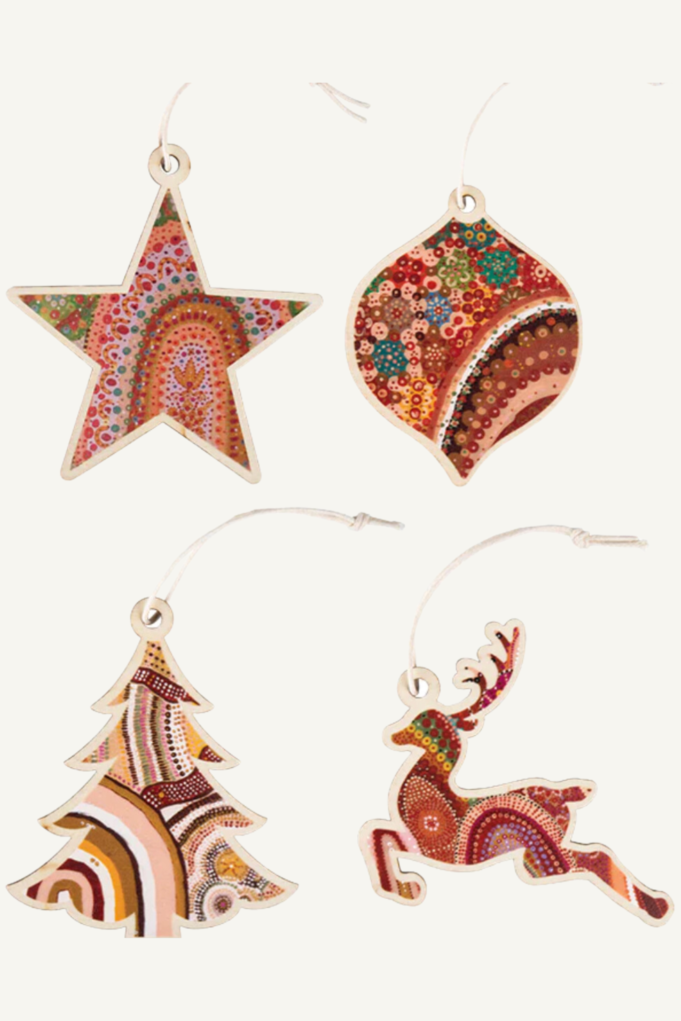 Aboriginal Beautiful Journey 4pack Christmas Decorations