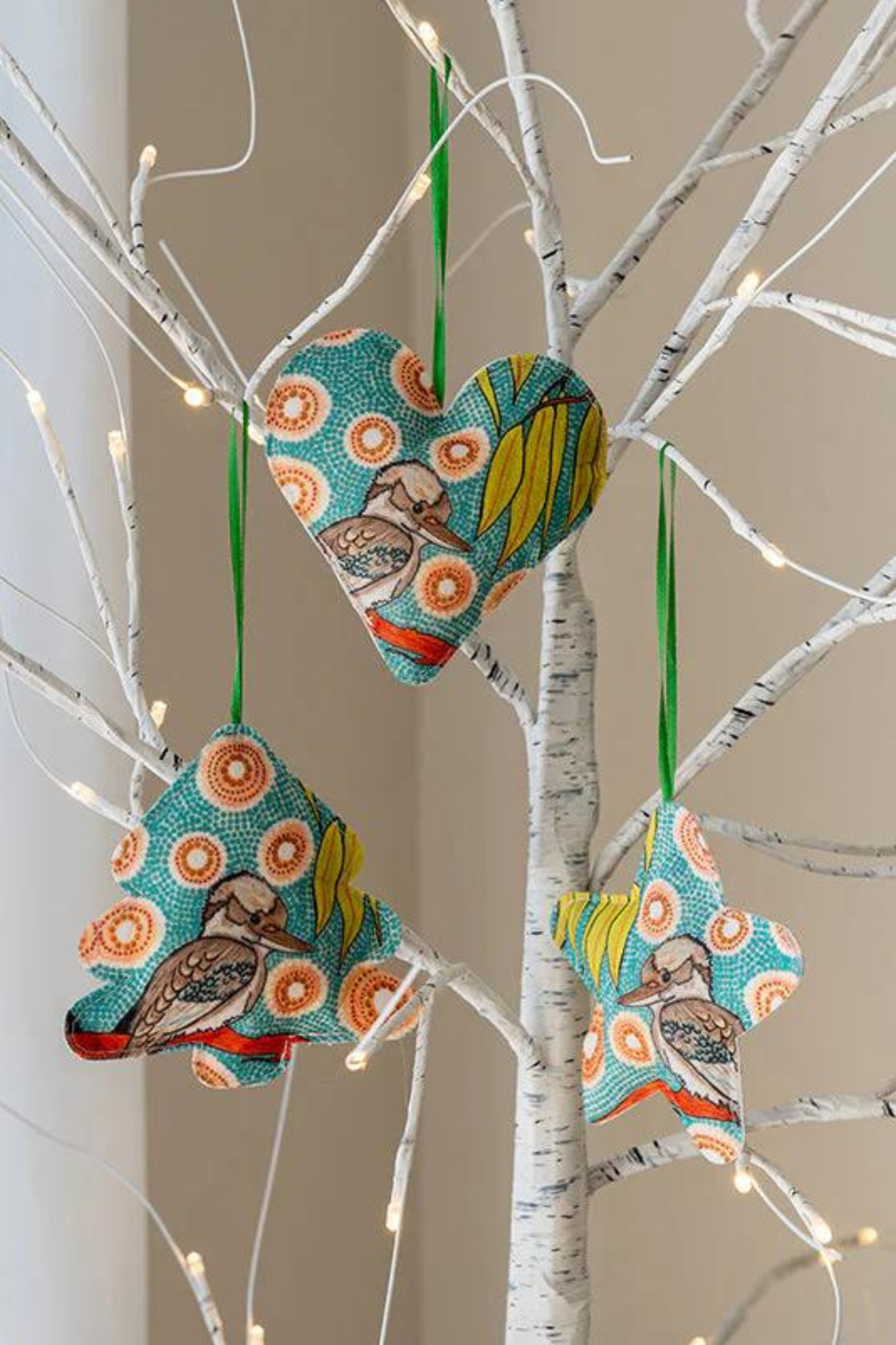 Aboriginal Kookaburra 3Pack Christmas Ornaments
