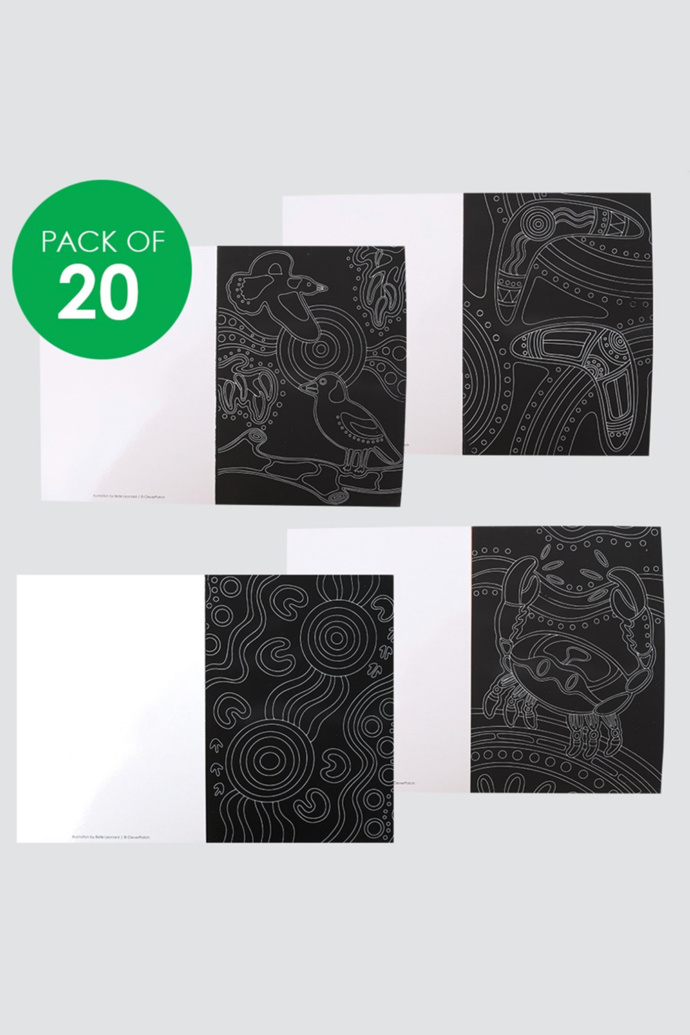 Indigenous Designed Printed Scratch Board Greeting Cards - Pack of 20