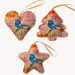 Aboriginal Blue Wren 3Pack Christmas Ornaments