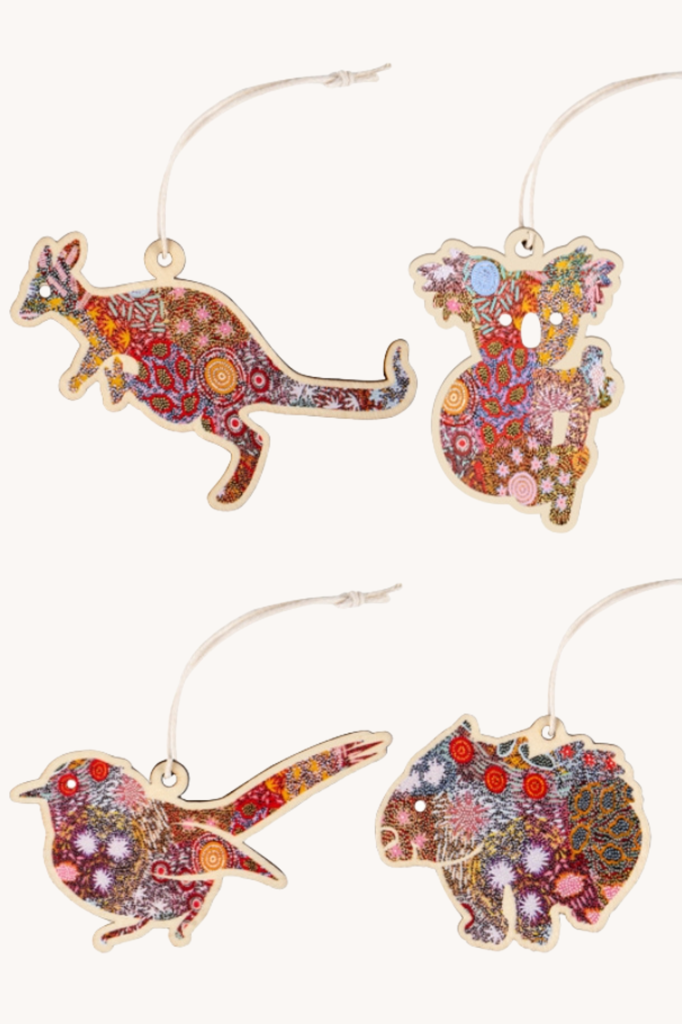 Aboriginal Grandmothers Country 4Pack Christmas Animal Decorations