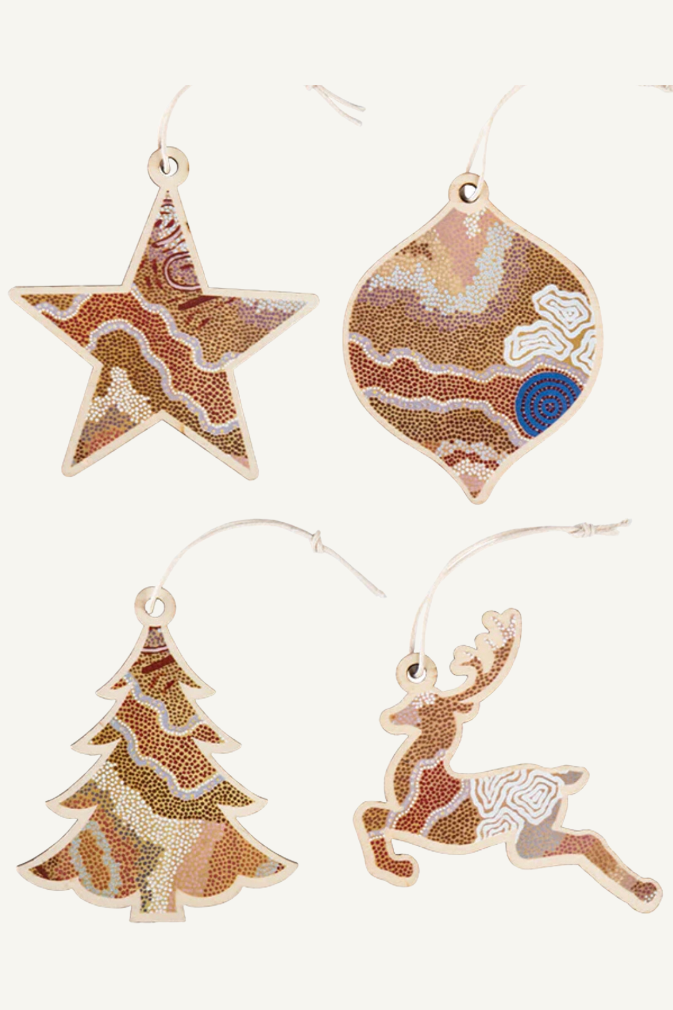 Aboriginal Salt Water Lake 4pack Christmas Decorations