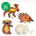 Indigenous Designed Standing Wooden Animals Pack of 20