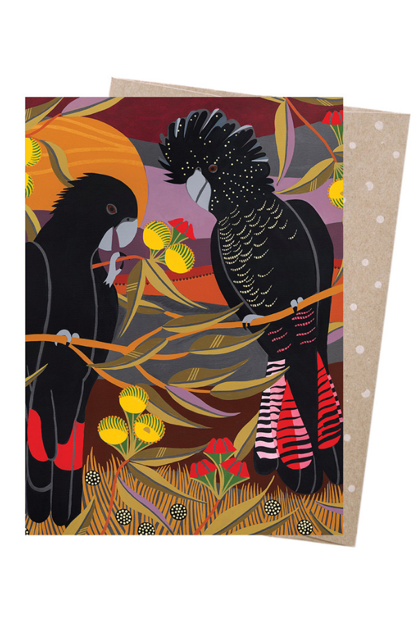Greeting Card - Red Tailed Cockatoos - Kakadu-Plum-Co