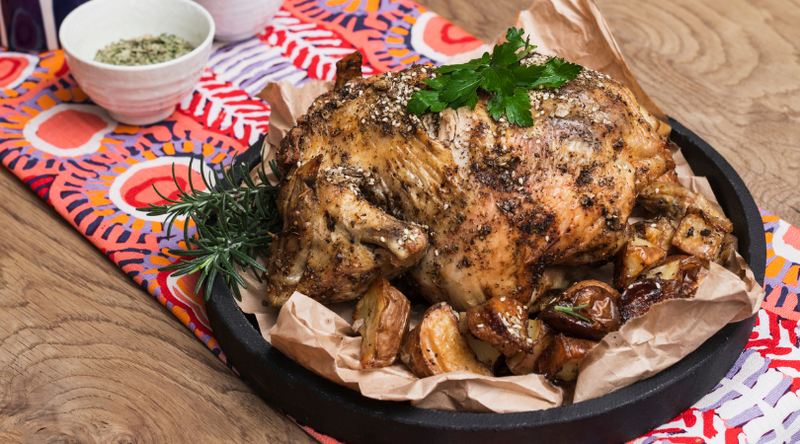 Roast chicken with native ingredients