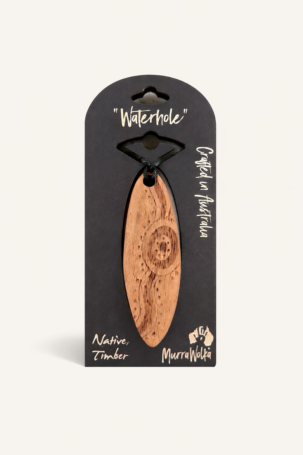 Murra Wolka Aboriginal Art Wooden Pendant (Waterhole)