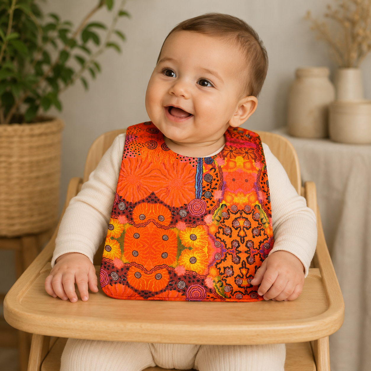 Baby Cotton Bib - Damien and Yilpi Marks