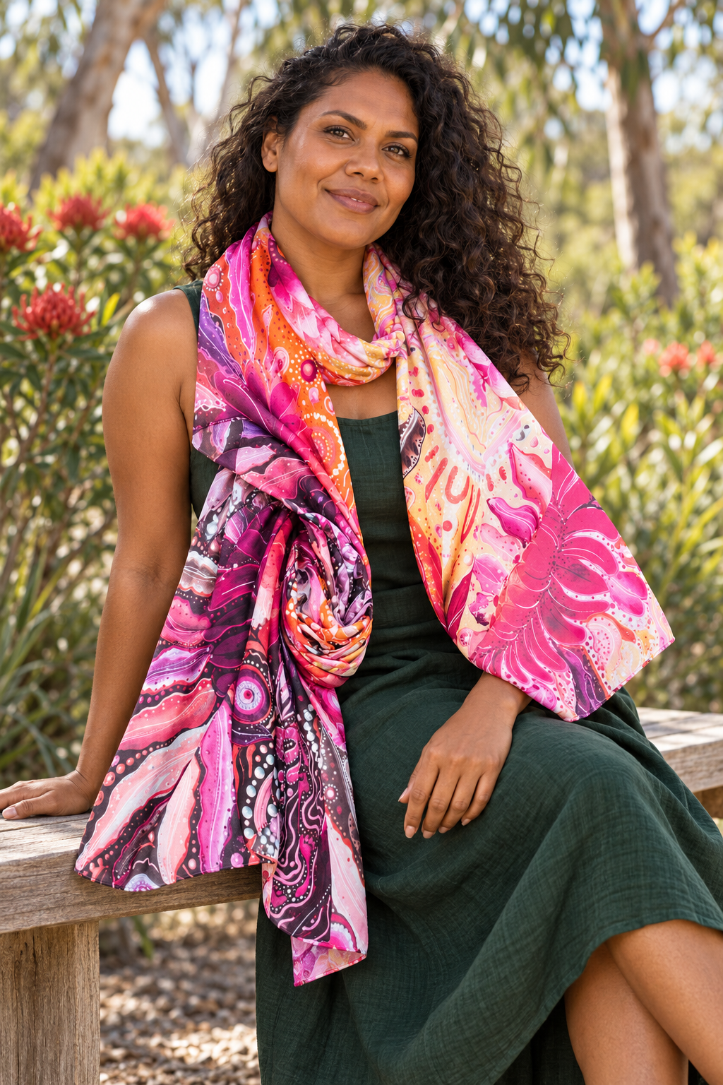 Chernee Sutton Waratah Flower Silk Scarf