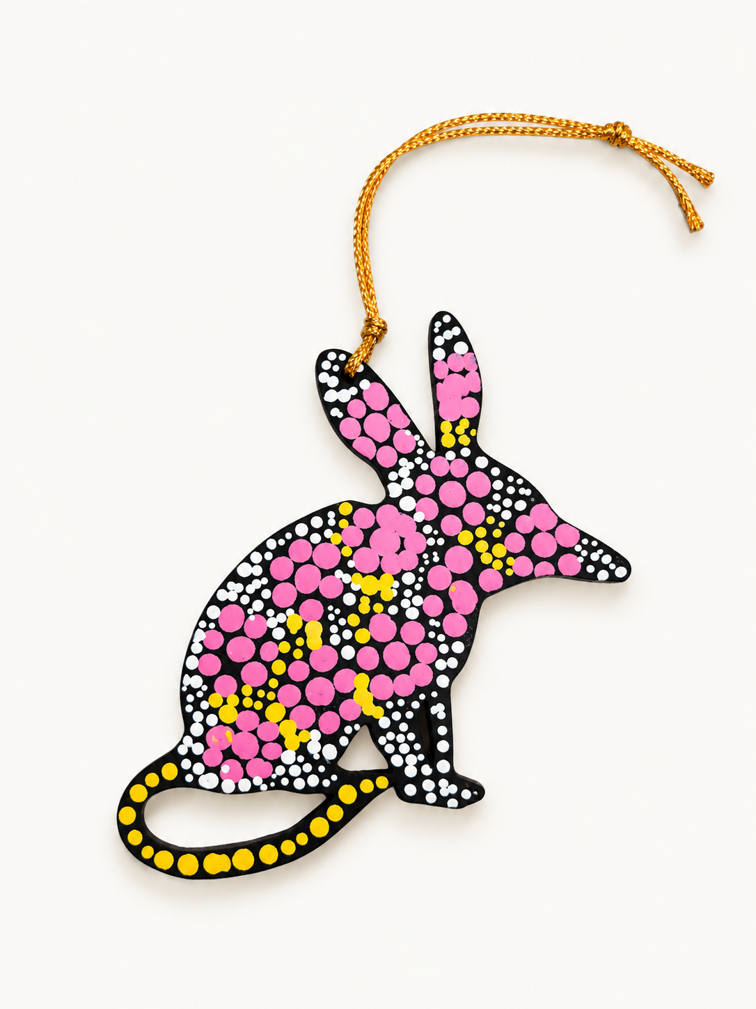 Wooden BILBY Ornament Hand-Painted by Warlukurlangu Artists