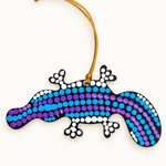 Wooden CROCODILE Ornament Hand-Painted by Warlukurlangu Artists