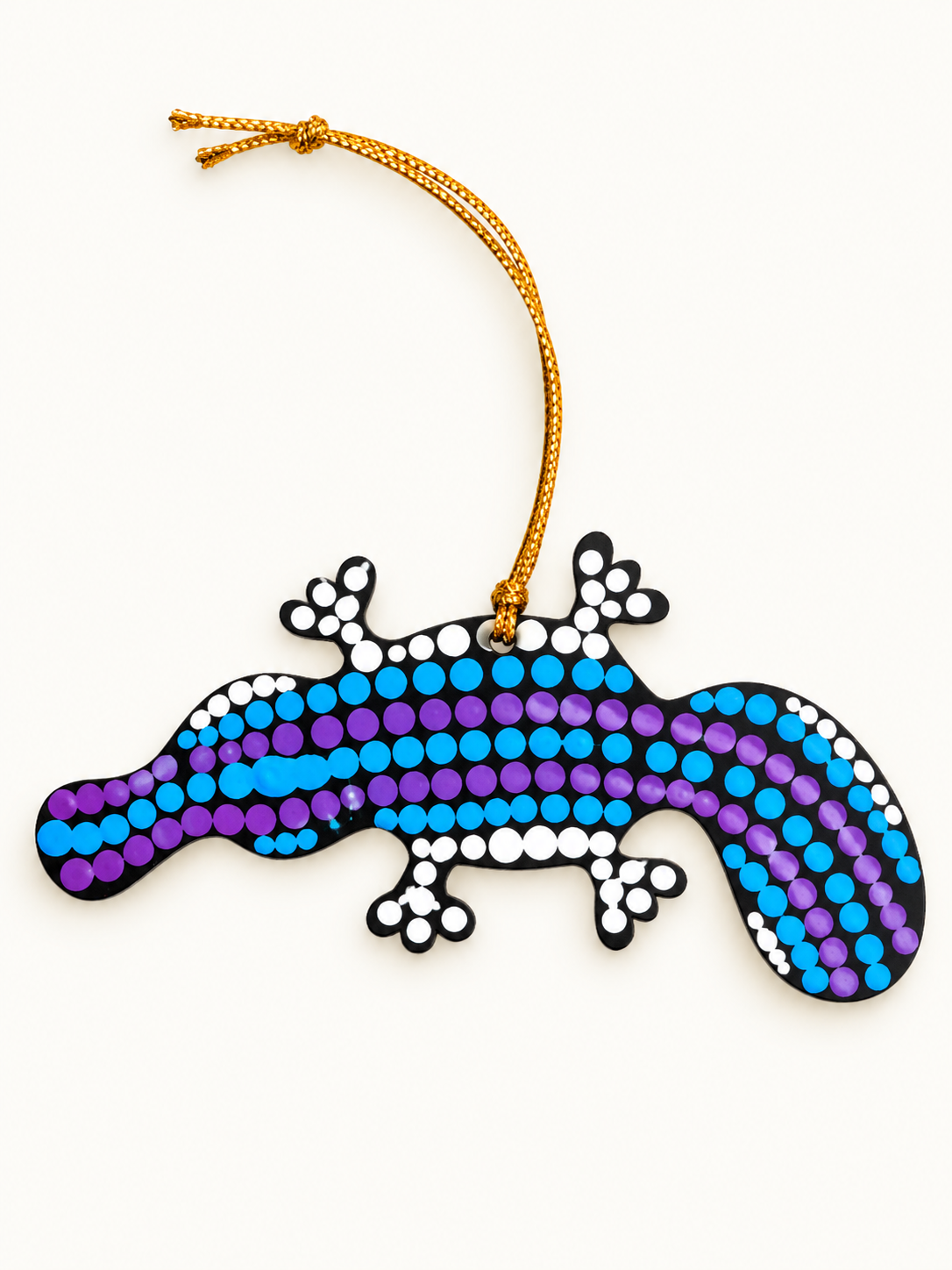 Wooden CROCODILE Ornament Hand-Painted by Warlukurlangu Artists