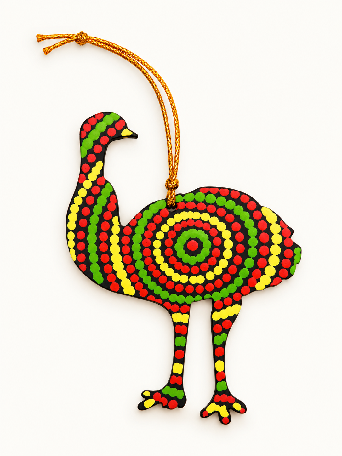 Wooden EMU Ornament Hand-Painted by Warlukurlangu Artists