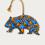 Wooden WOMBAT Ornament Hand-Painted by Warlukurlangu Artists