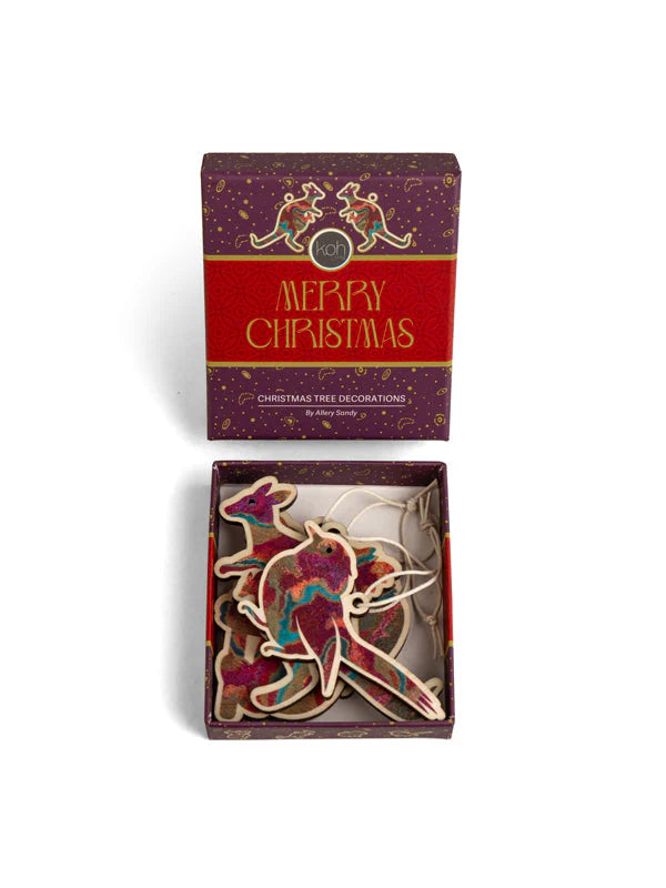 Aboriginal Pilbara Creeks 4Pack Christmas Animal Decorations