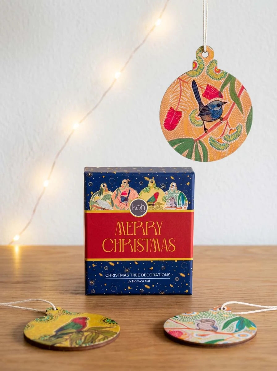 Aboriginal Dreamtime Symphony 4Pack Christmas Decorations