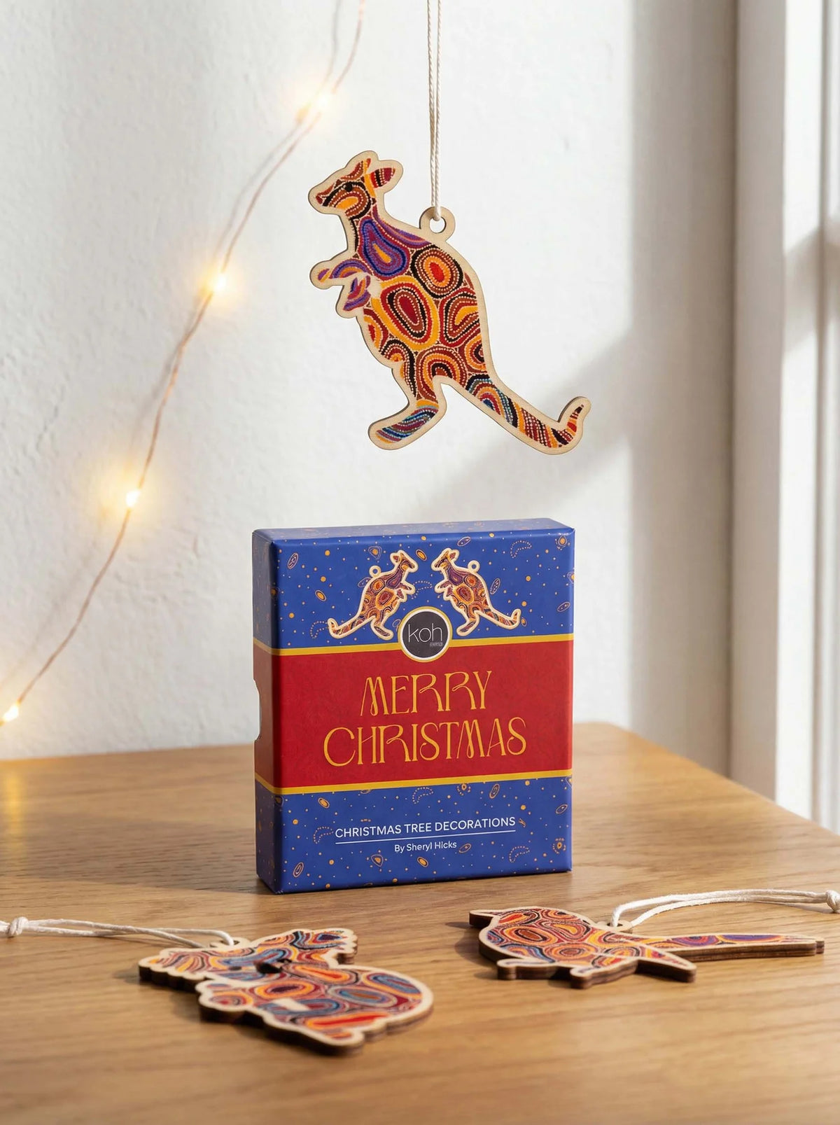 Aboriginal Dry Waterholes 4Pack Christmas Decorations