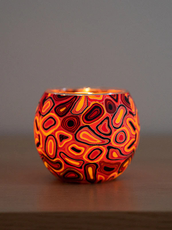 Aboriginal Dry Waterholes Tealight Candle Holder