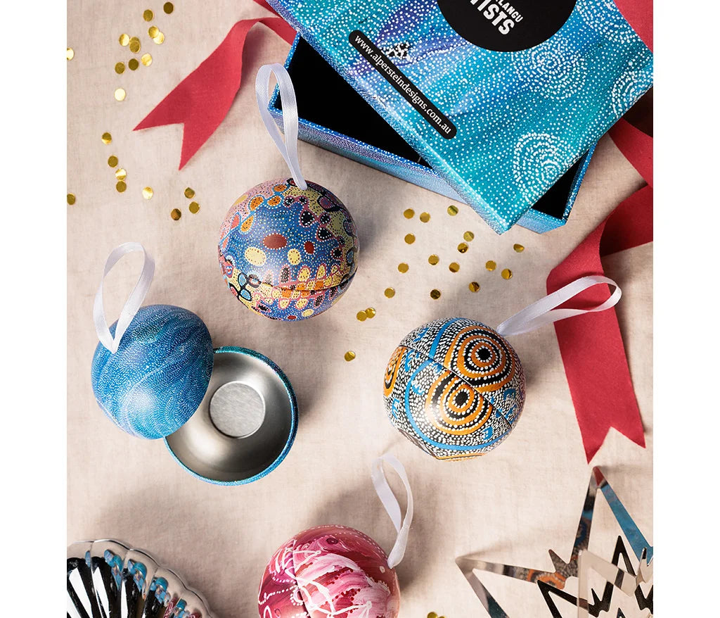 4 Pack Xmas Tin Baubles