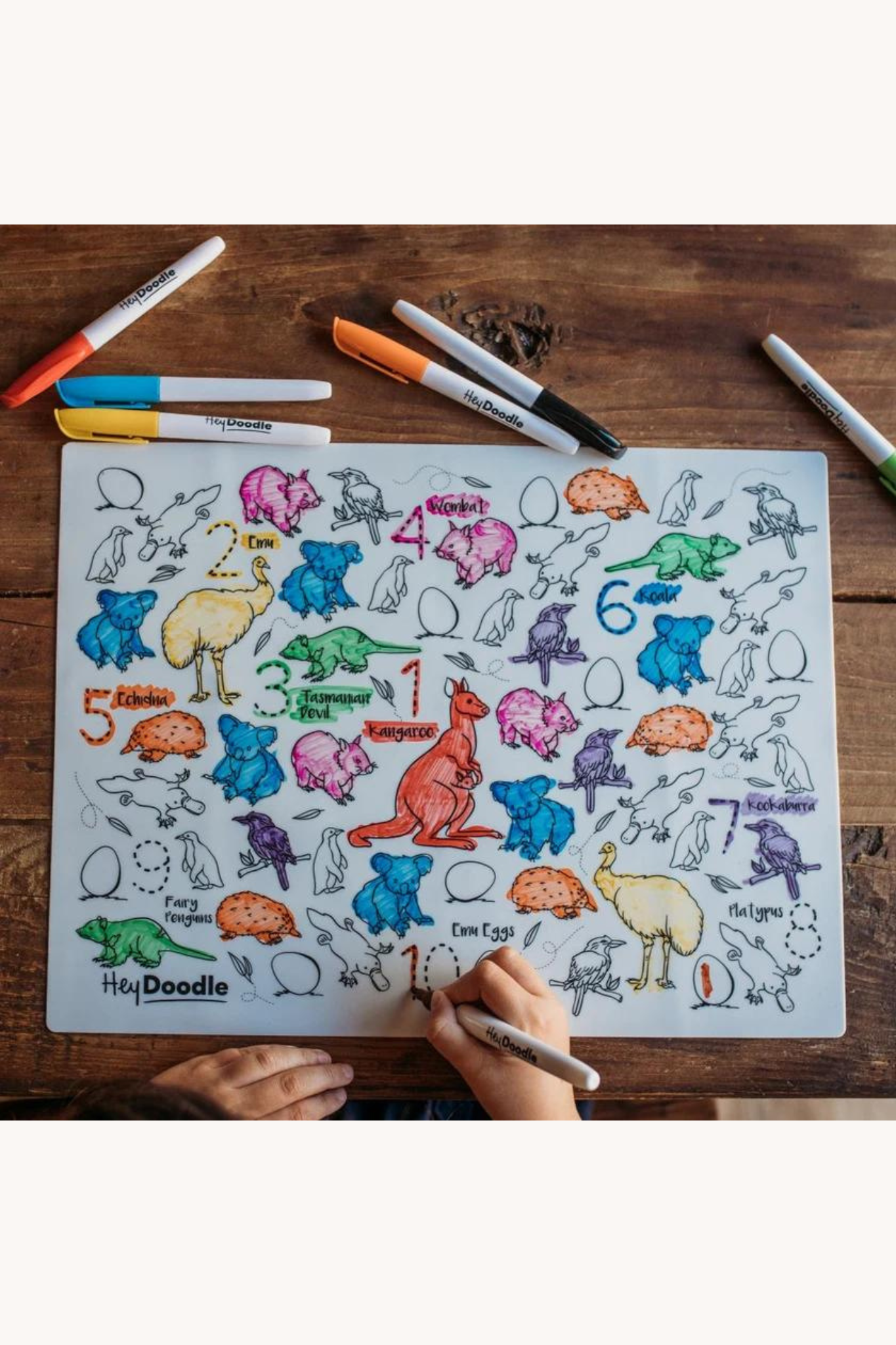 Hey Doodle Aussie Animals Reusable Colouring Mat