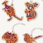 Aboriginal Dry Waterholes 4Pack Christmas Decorations