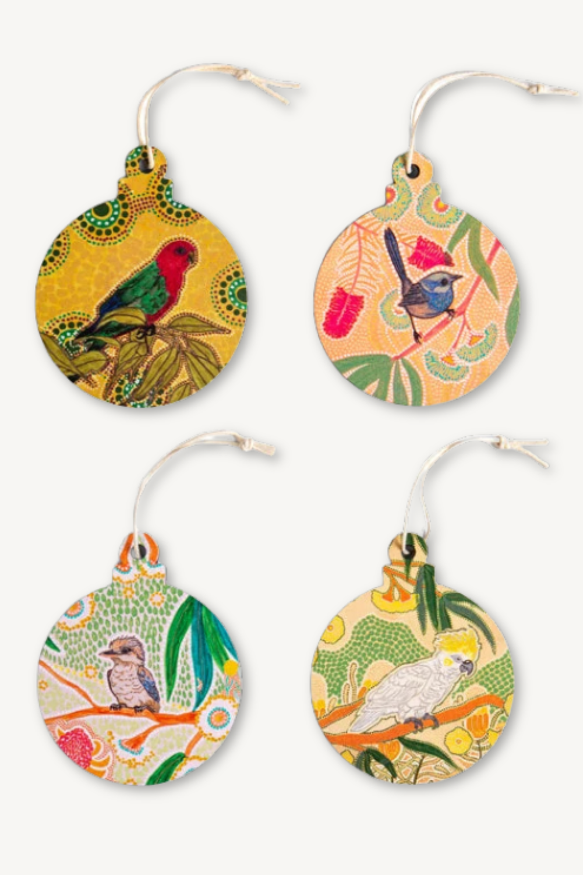 Aboriginal Dreamtime Symphony 4Pack Christmas Decorations