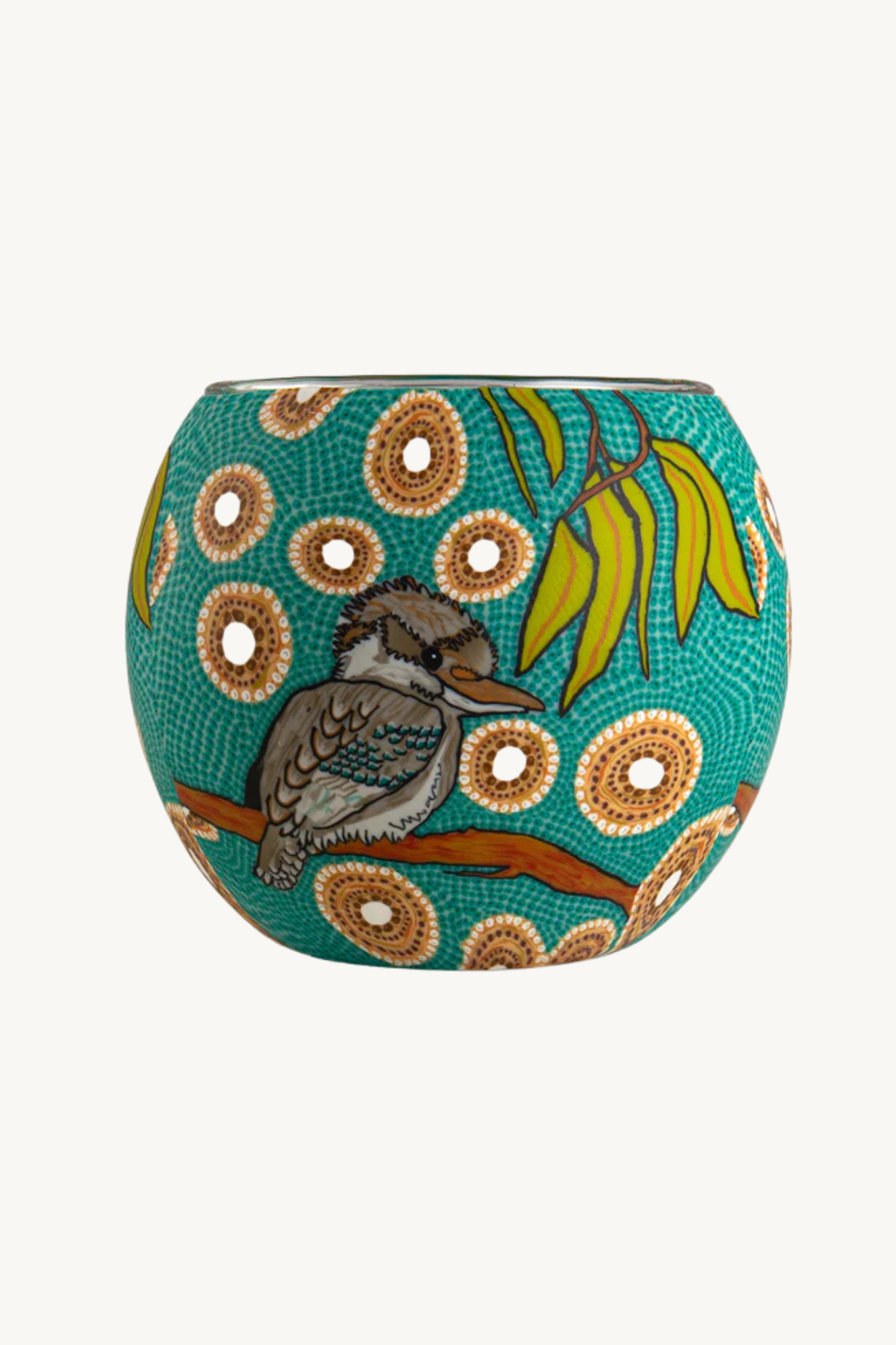 Aboriginal Kookaburra Tealight Candle Holder