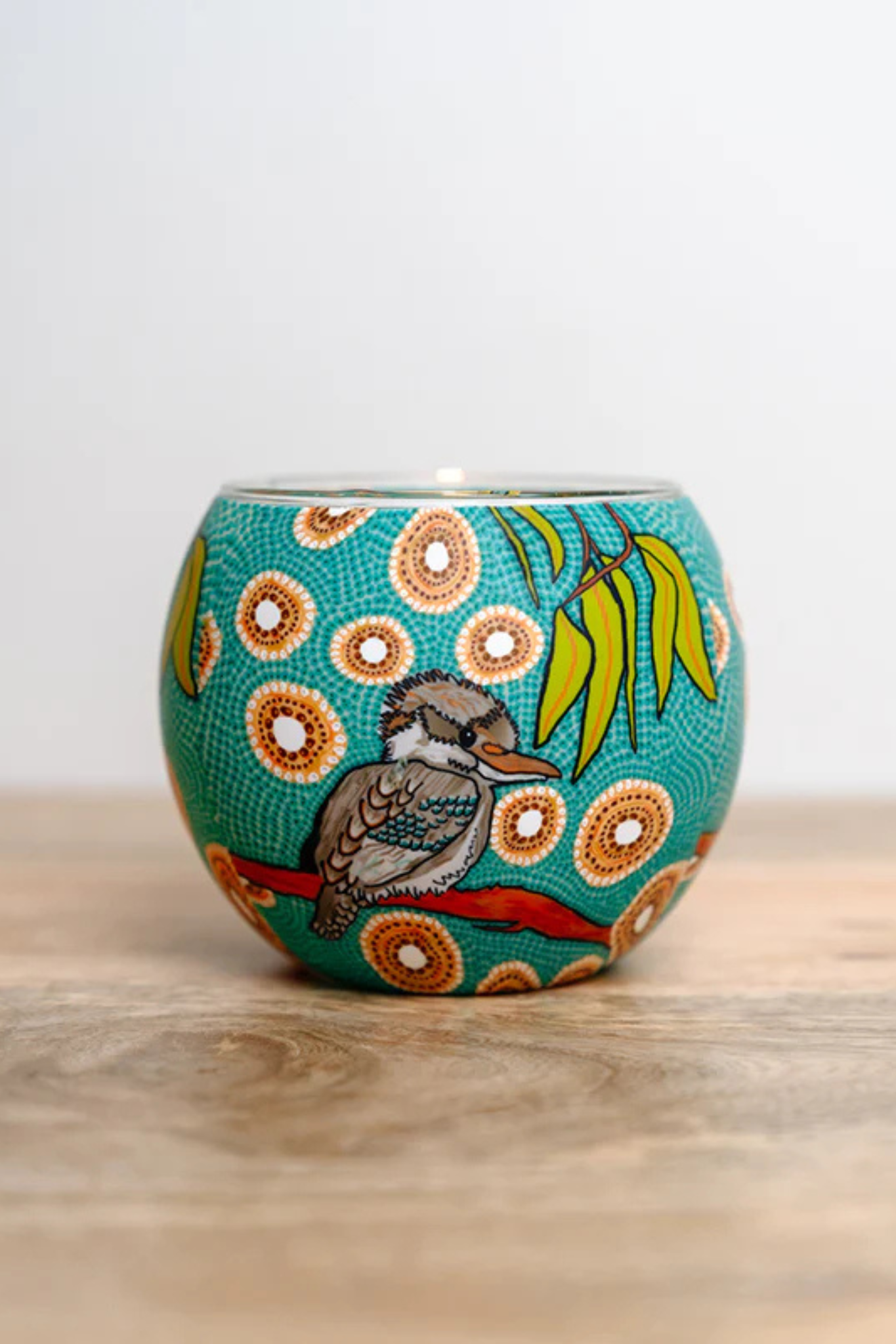 Aboriginal Kookaburra Tealight Candle Holder