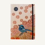 Aboriginal Blue Wren Wood Cover Journal
