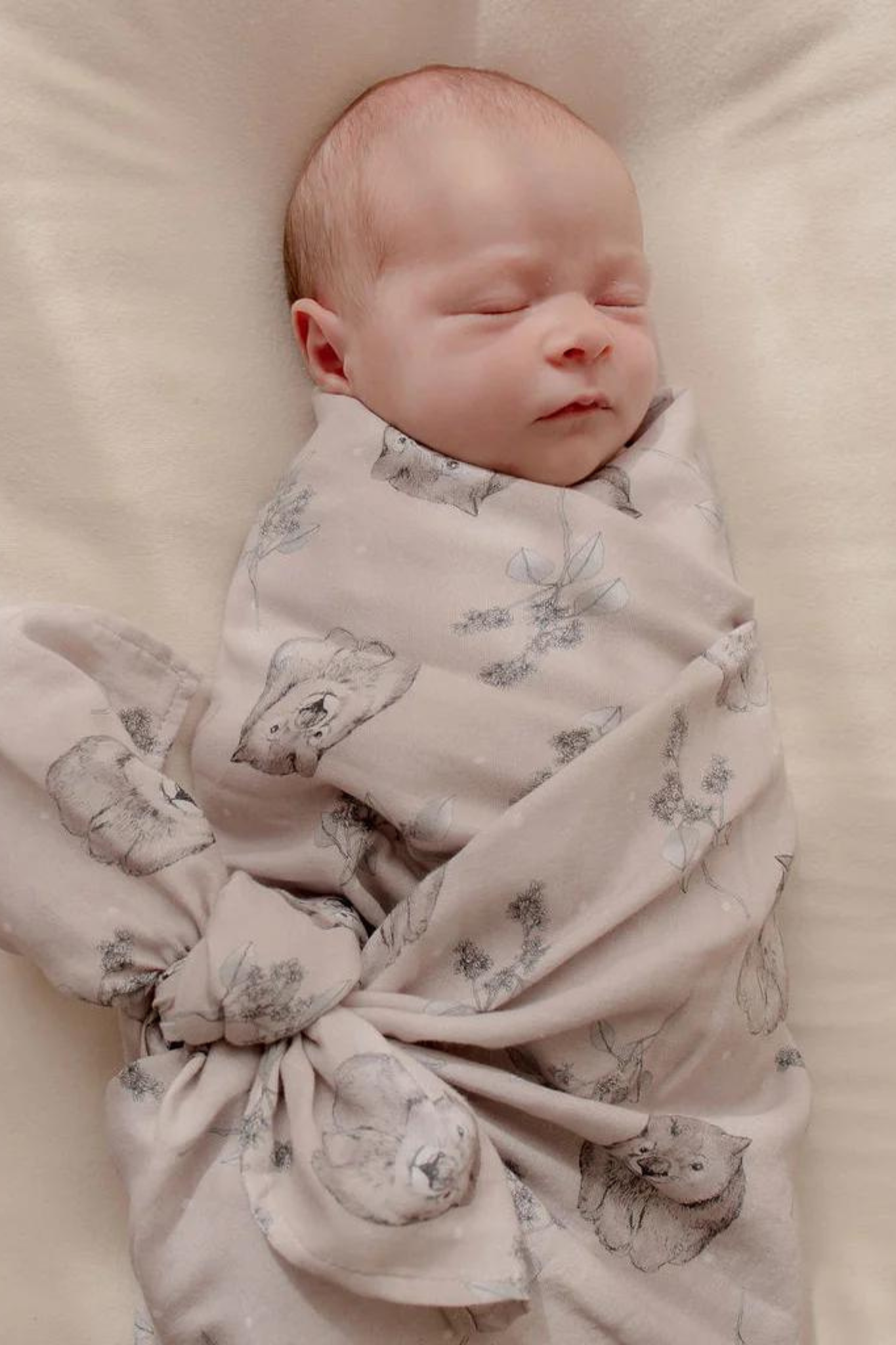 Organic Baby Swaddle Blanket | Australian Wombat and Eucalyptus