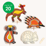 Indigenous Designed Standing Wooden Animals - Pack of 20