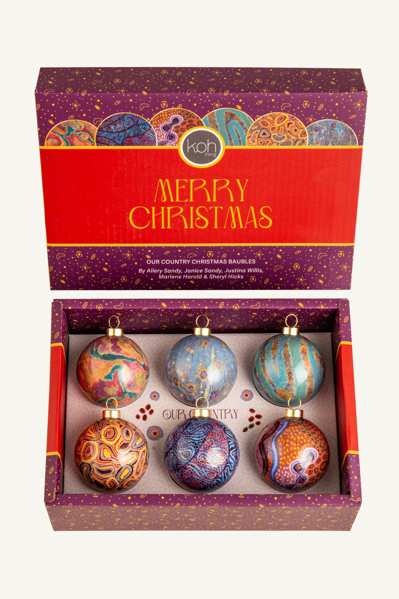 Aboriginal Our Country 6pack Mini Christmas BAUBLES
