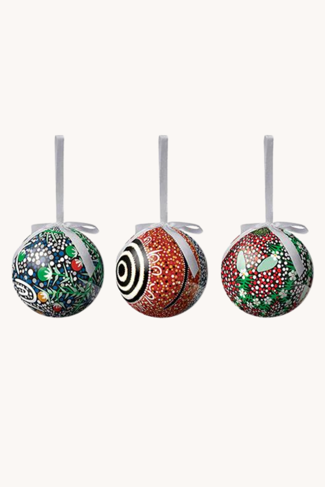 3 Pack Christmas Baubles Coral Hayes