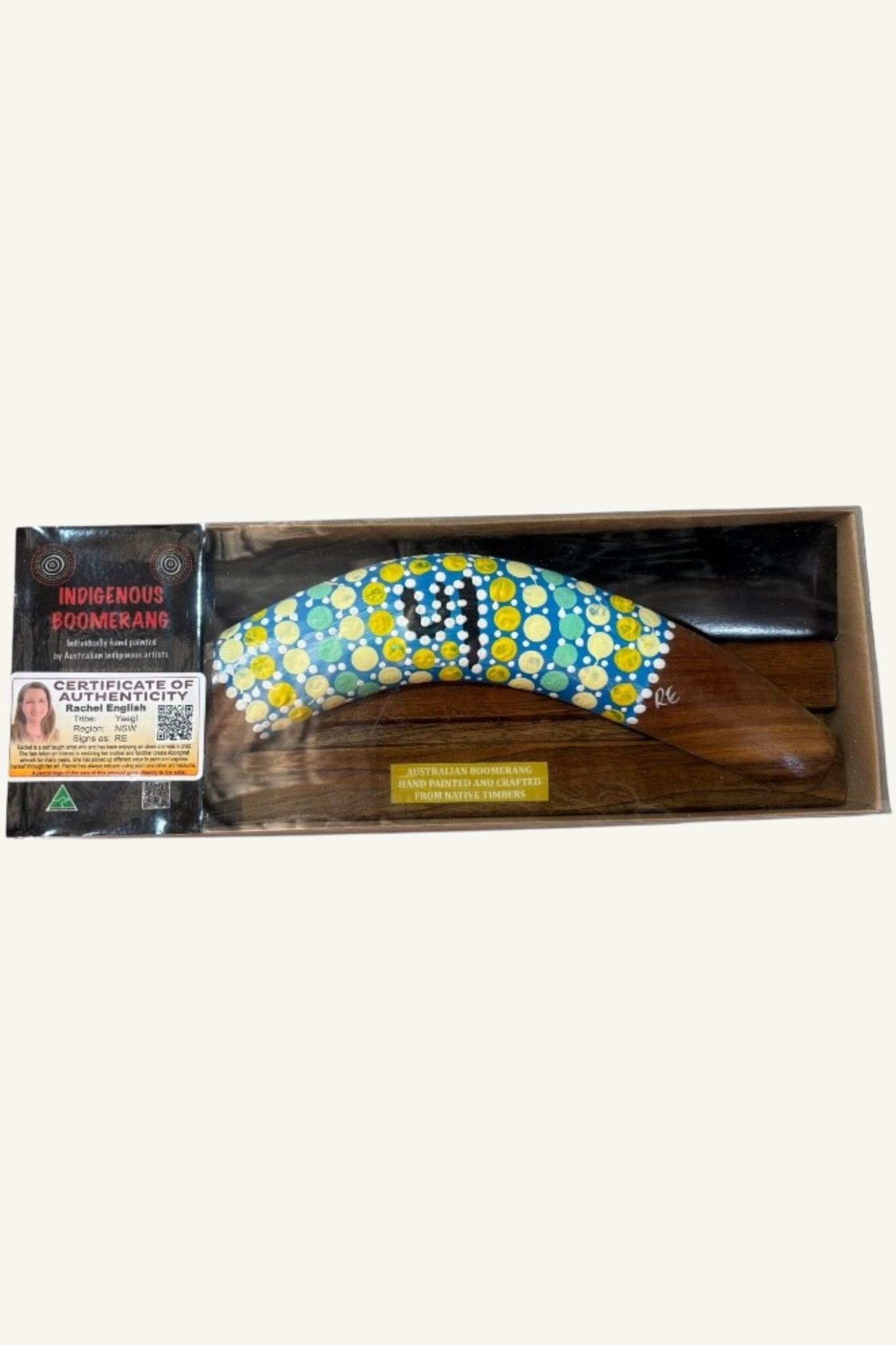 Boxed Dot Boomerang with Stand 12"