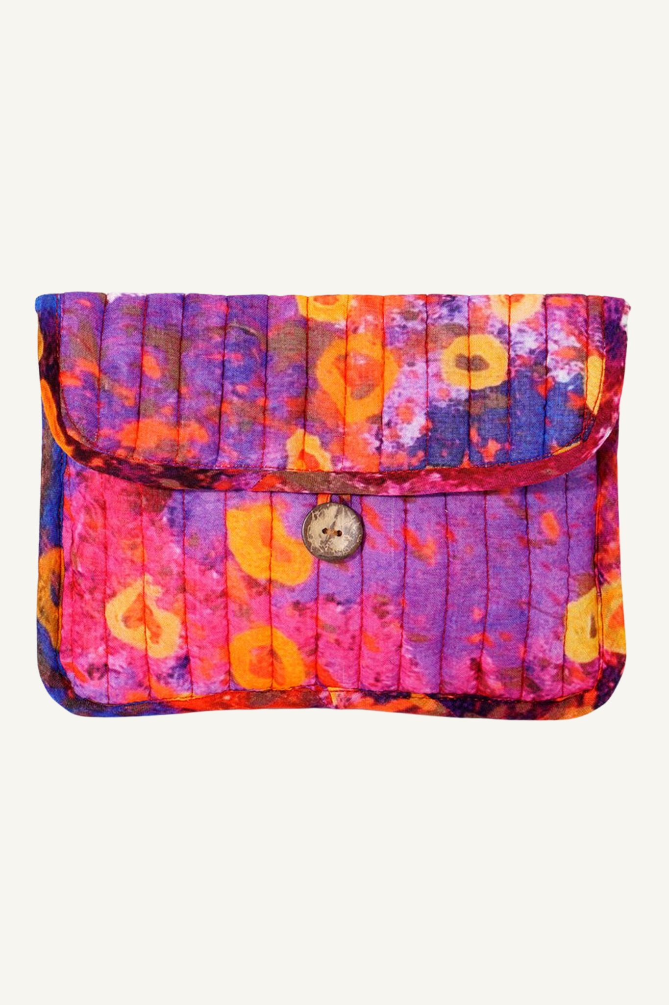 Quilted Buttoned Pouch - Stephen Nelson (pink)