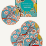 Aboriginal Kookaburra Wooden Coaster 4 Pack