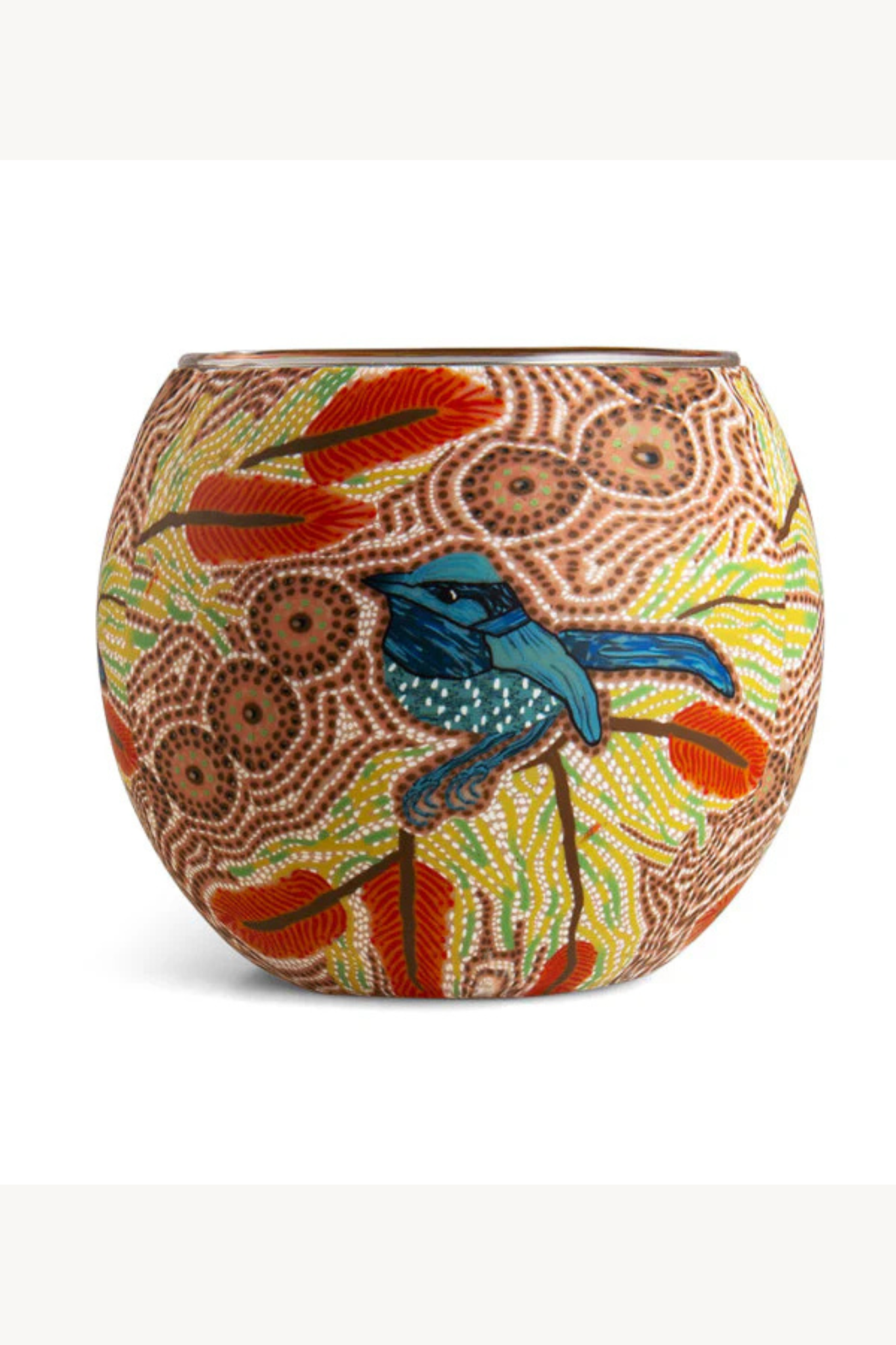 Aboriginal Blue Wren Tealight Candle Holder