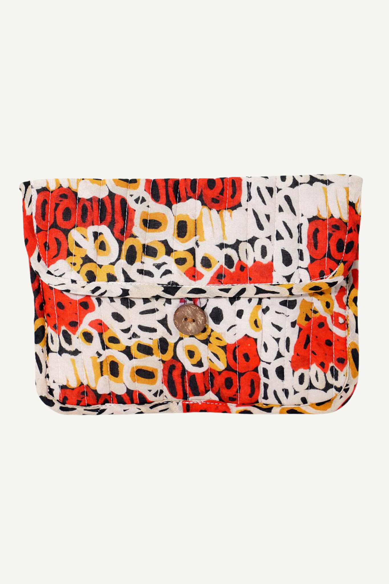 Quilted Buttoned Pouch - Anmanari Brown