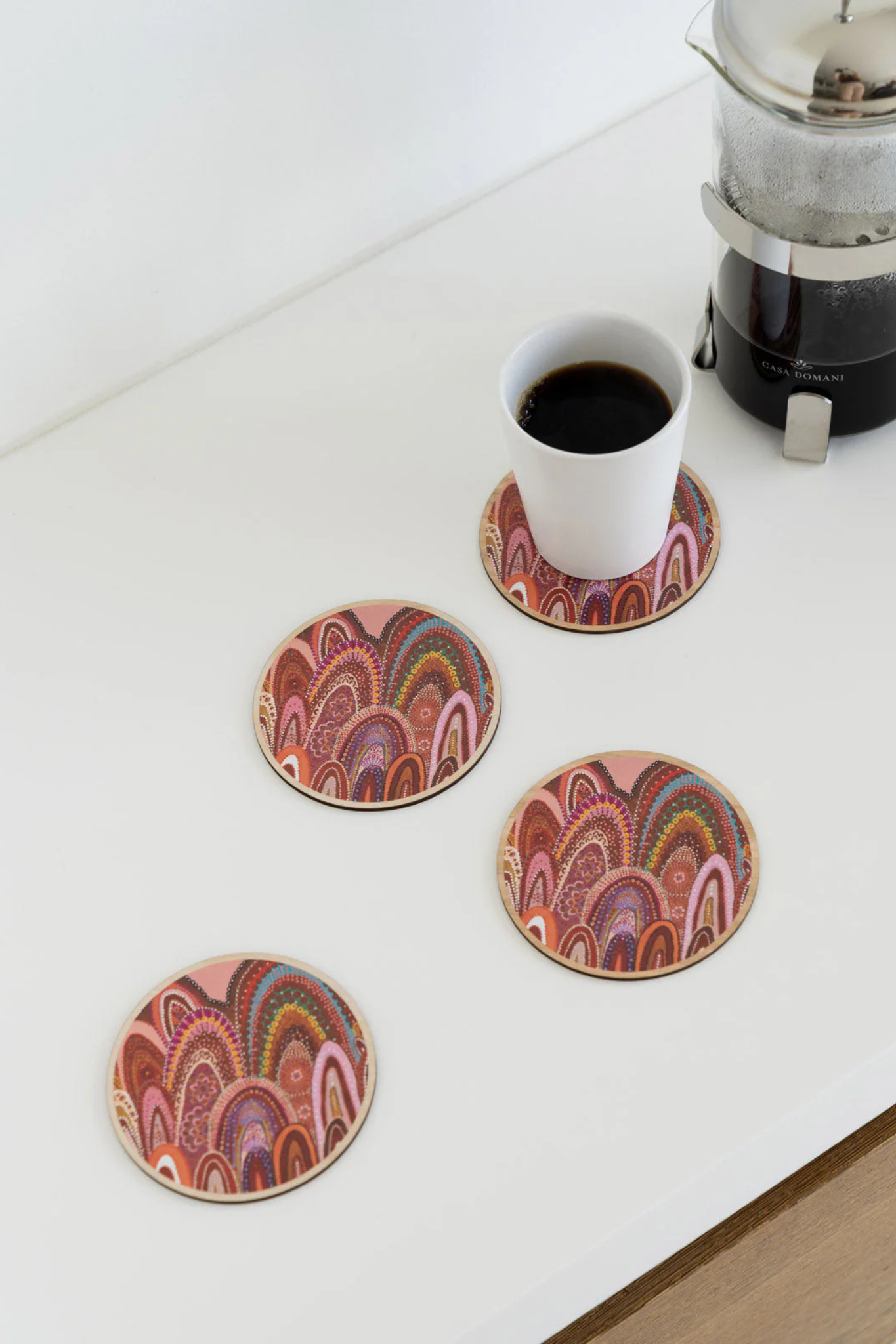 Aboriginal Home Wooden Coaster 4 Pack