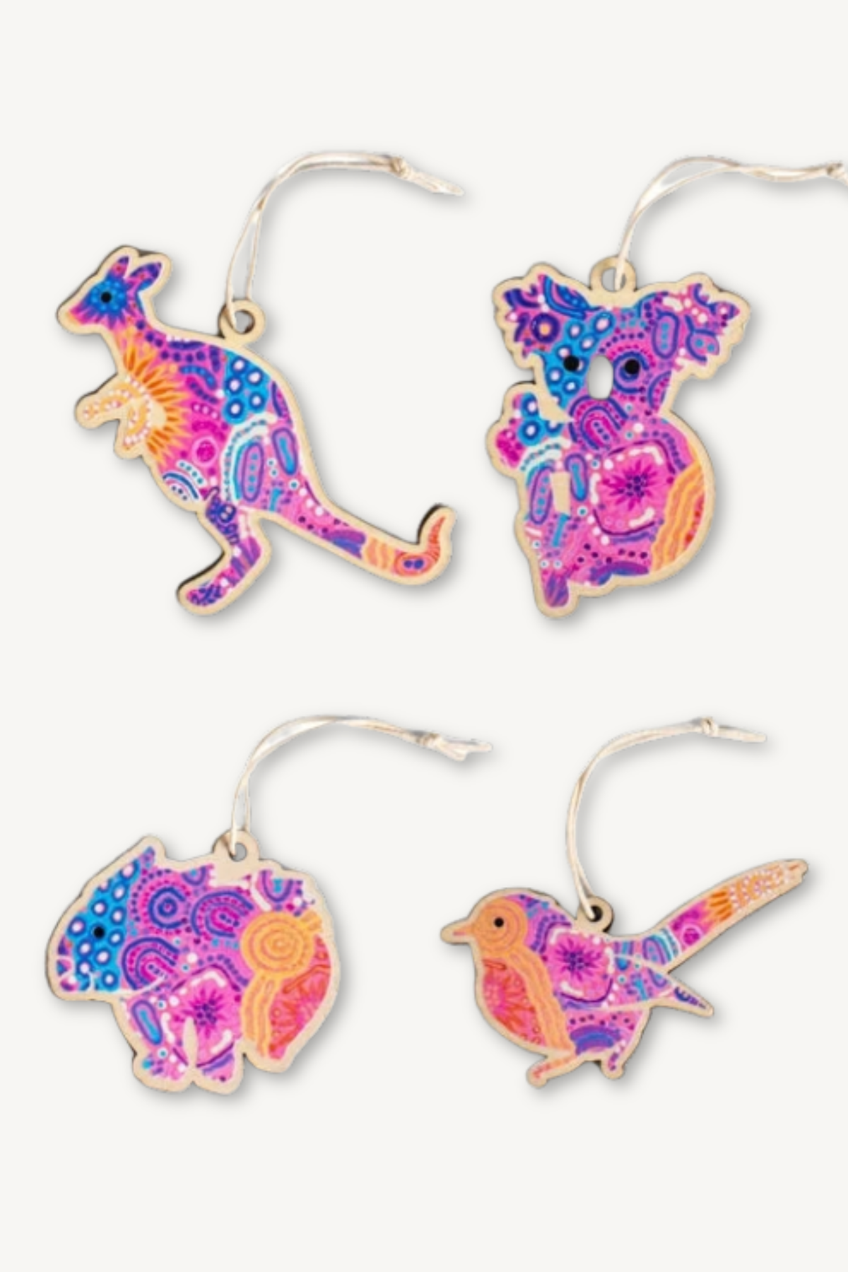 Aboriginal Women’s Love Story 4Pack Christmas Animal Decorations
