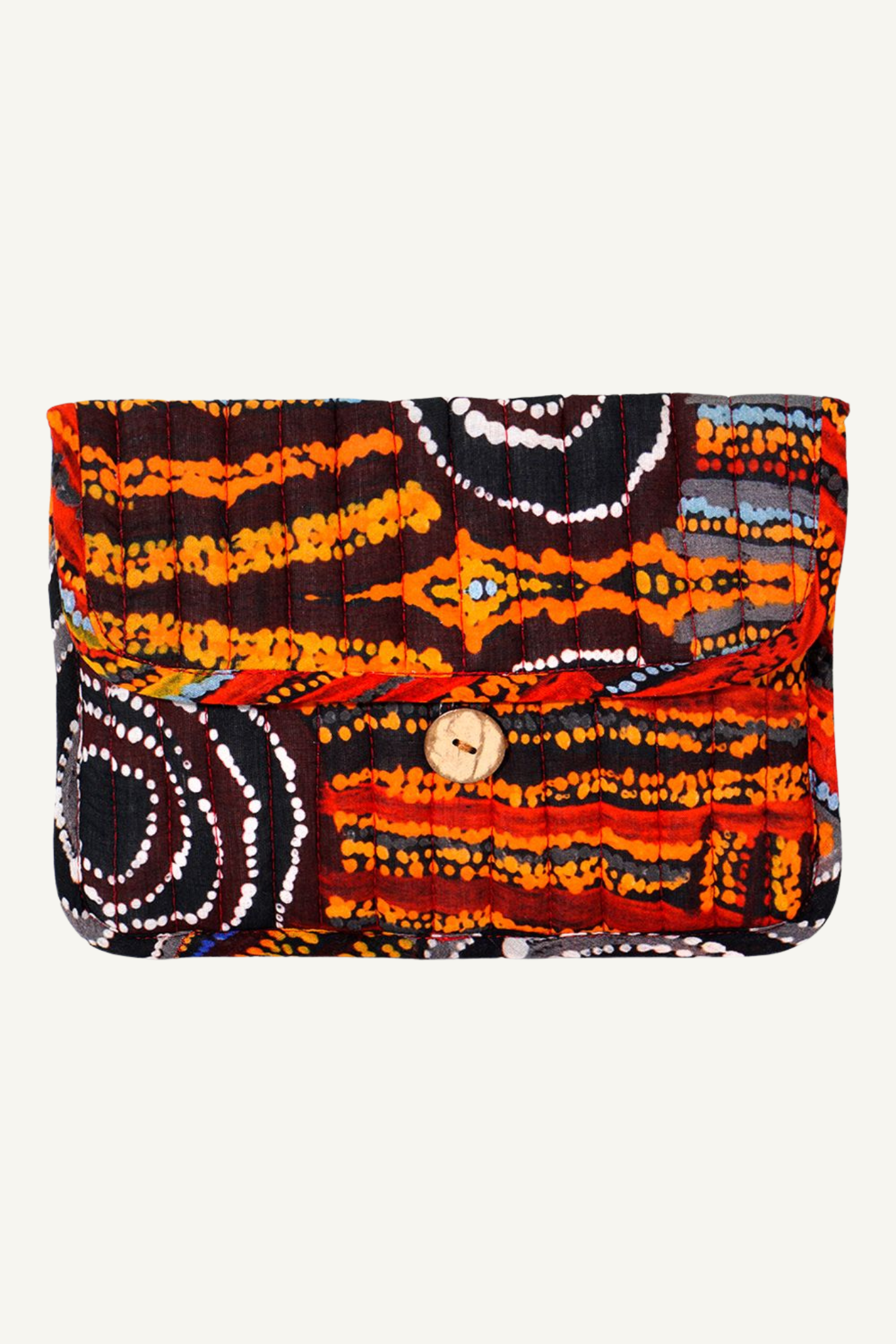 Quilted Buttoned Pouch - Mary Brown