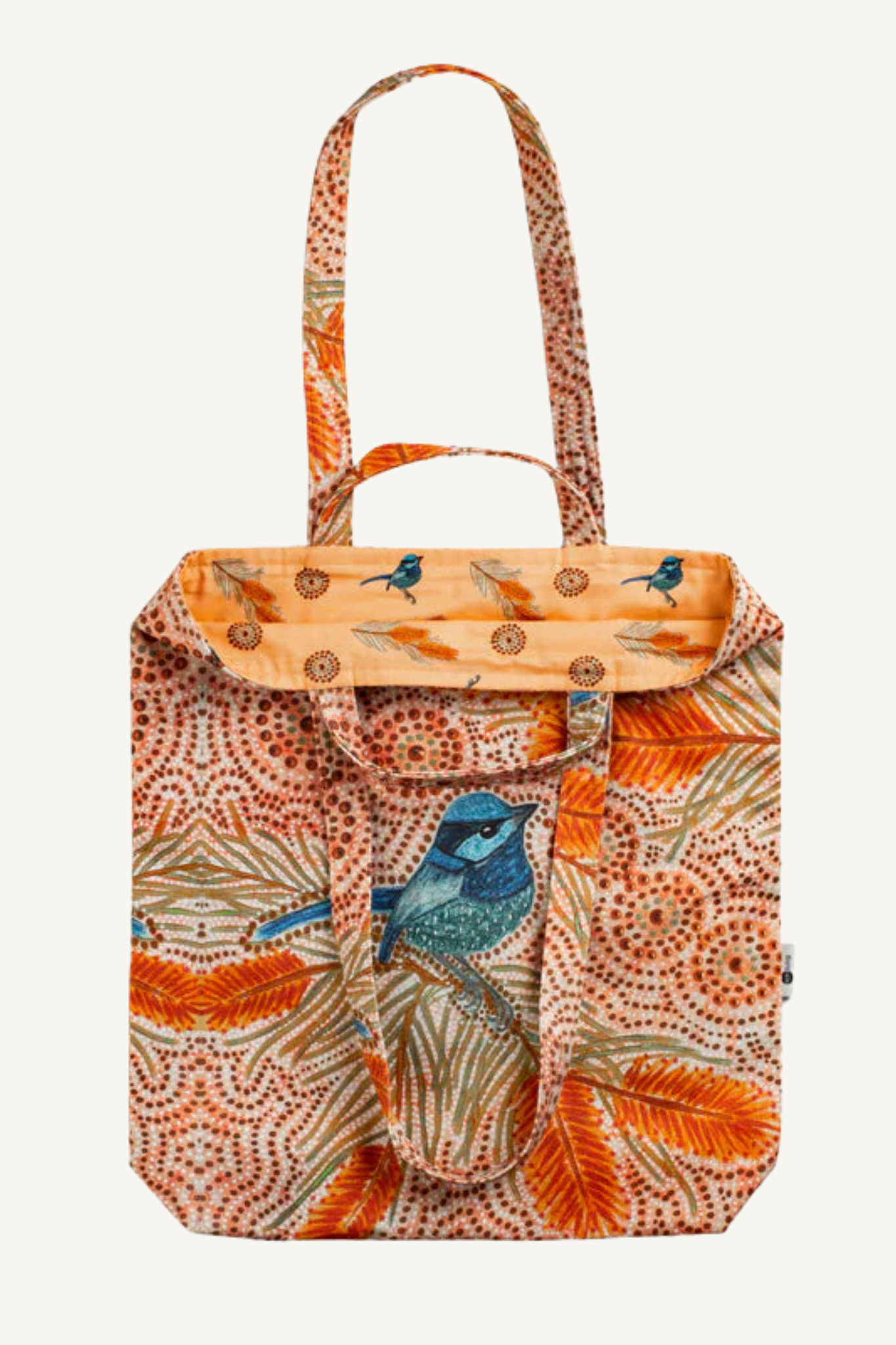 Aboriginal Blue Wren Double Handled Tote Bag