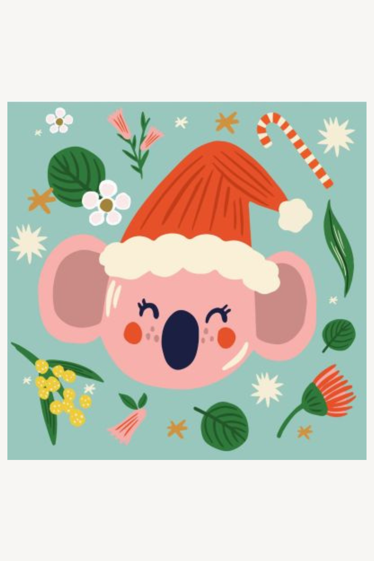 Greeting Card -  Mini Koala Christmas (hat)
